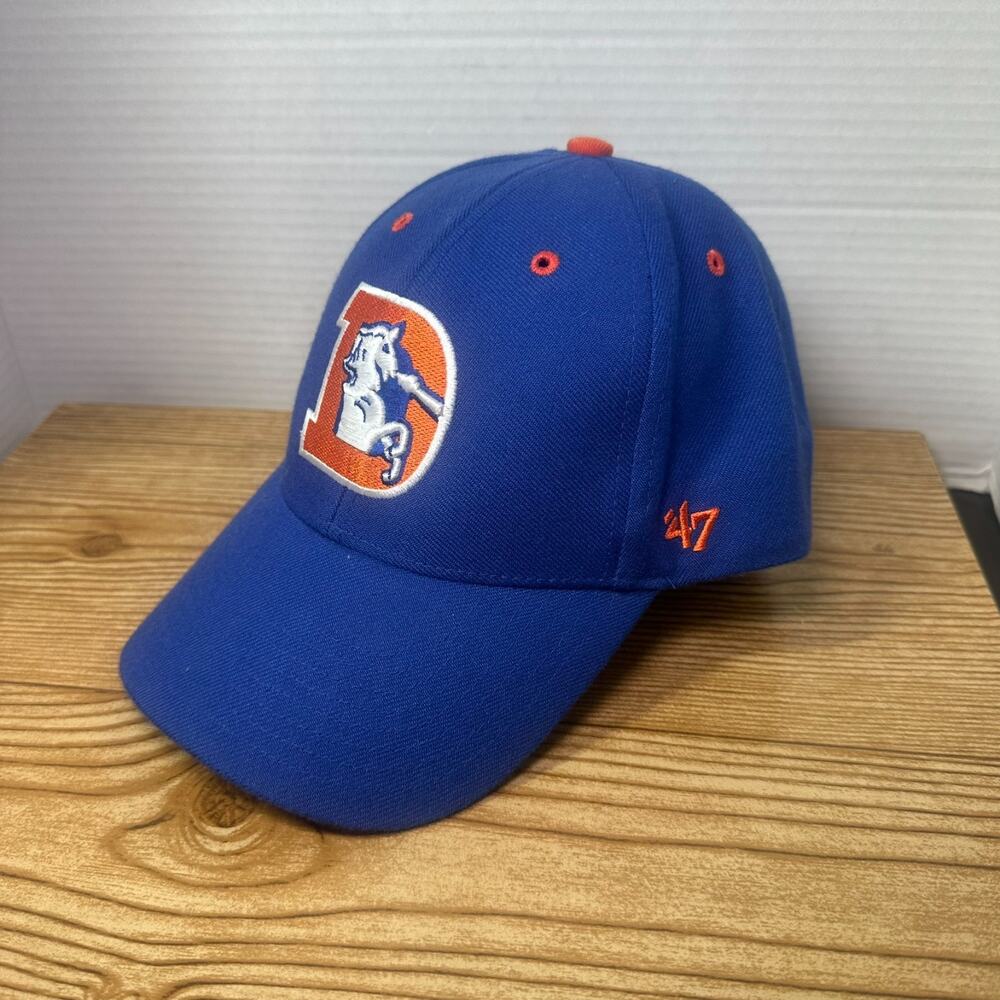Denver Broncos Hat Blue ‘47 Brand Strapback Embroidered Retro Logo NFL Cap